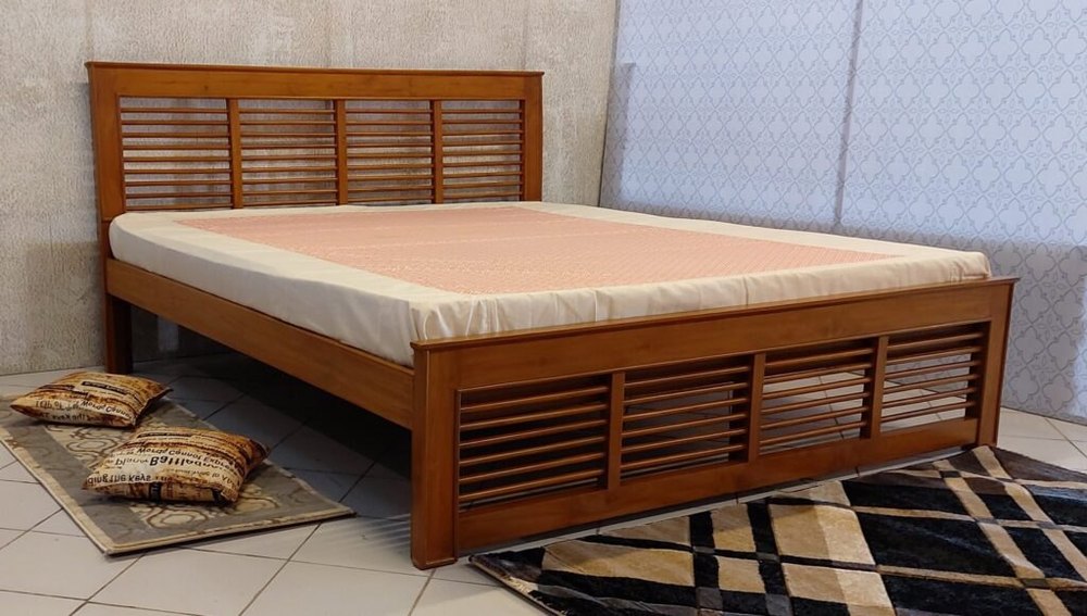 Modern Natural Teak Wood Bed, Size: King Size
