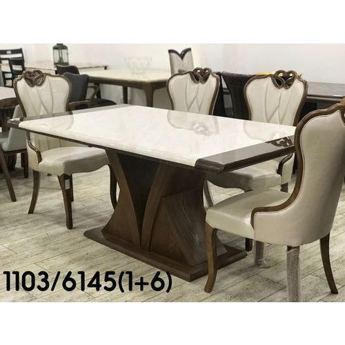 White Four Seater Marble Dining Table