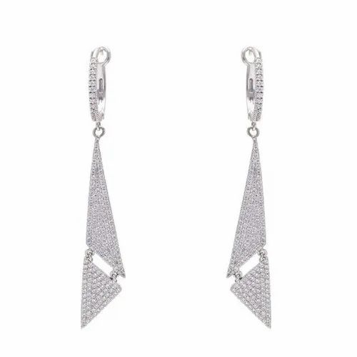 Real Diamonds Party Wear Natural Diamond Dangle Earring, 4.500, 18kt