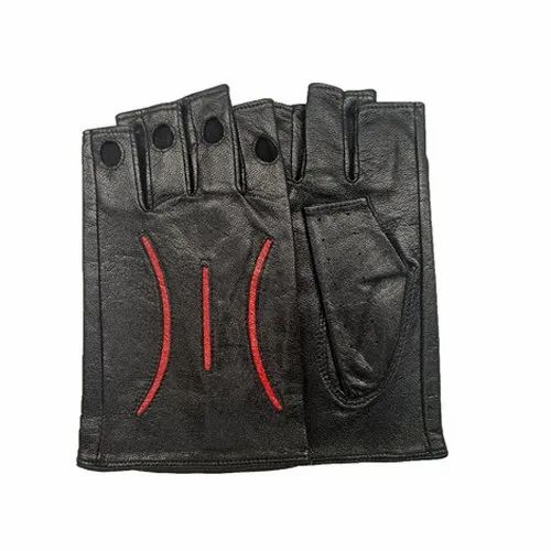 Black Leather Riding Glove, Size: Large