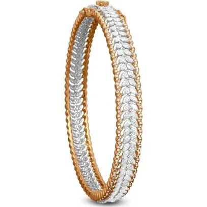 Leaf Diamond Bangle In 18K White And Yellow Gold