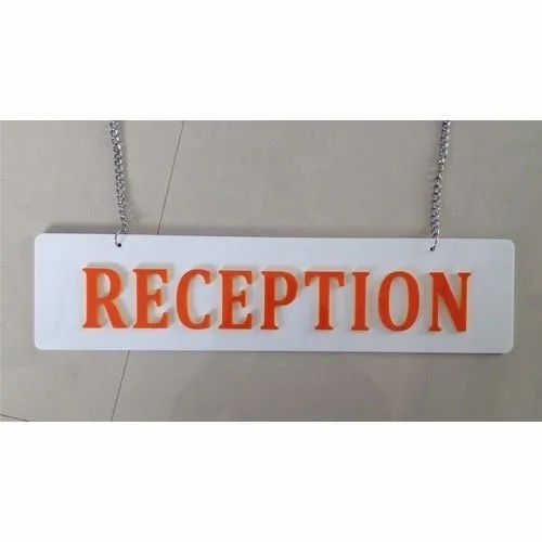 White and Red Acrylic Reception Vinyl Sign Board