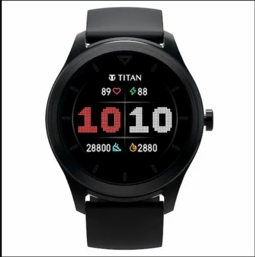 Black Round Titan Smart Touch Screen Watch with Aluminium case