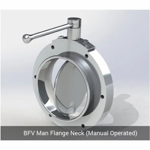 Swiss Stainless Steel BFV Man Flange Neck - Manual Operated, For Industrial, Port Size: Standard