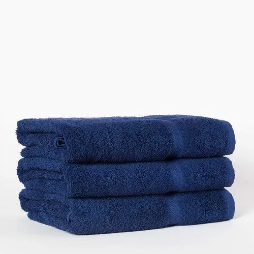 Dark Blue Plain Cotton Bath Towel, Packaging Type: Packet