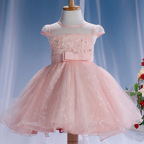Trendy Pink Sequin Design Dress