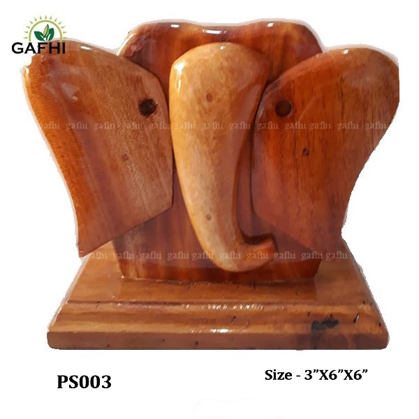 Brown Handmade Wooden Crafts(lord Ganesha)