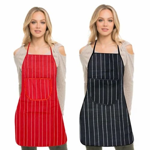 Black Waterproof cotton polyster apron, For Kitchen, Size: Free Size