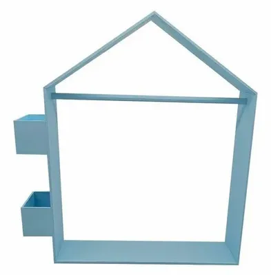 Sea Blue Hut Shape Mdf Wall Shelf, For Decoration And Gifting, Size: 18 X 12 X 6 (l X W X H) Inch