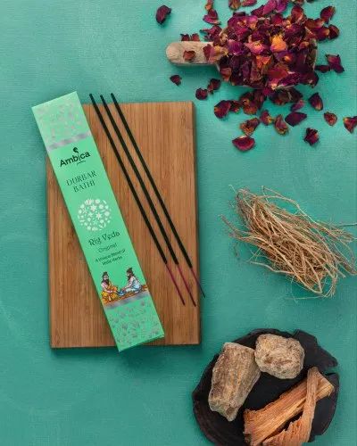 Herbal Incense Sticks Bamboo AMBICA DURBAR BATHI RIG VEDA-18G, For Aromatic