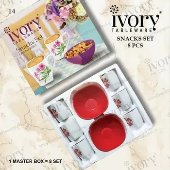 Ivory Ceramic Snacks Set, For Gifting, Size: Standard