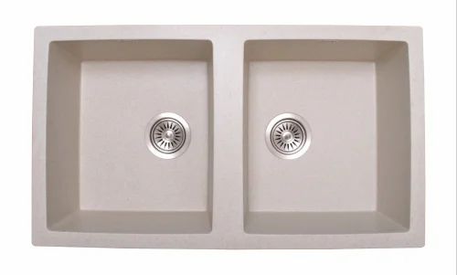 ZINZER Compact Double Bowl Granite Kitchen Sink Ebur Color