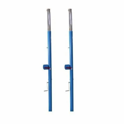 Blue Mild Steel Movable Volleyball Pole for Outdoor