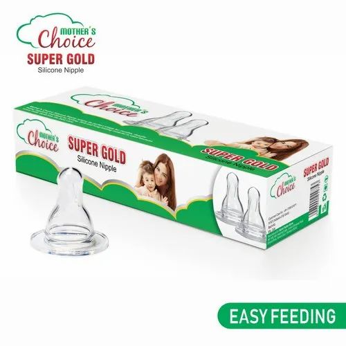 Mother's Choice Transparent Super Gold Feeding Bottle Silicone Nipple, Packaging Type: Box, 3-12 Months