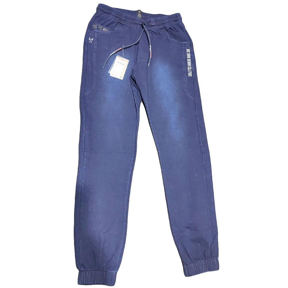 Solid Navy Blue Men's Denim Joggers Pant, Daily Wear