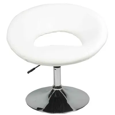 White Polyurethane Leatherette And Mild Steel Chrome Base Chair VF 1618