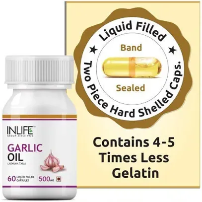 INLIFE Natural Garlic Oil, 60 Capsules For Heart,Cholesterol and Weight Loss(Health & Sports Supplements)