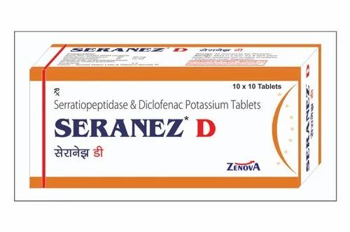 SERANEZ D Diclofenac Potassium Serratiopeptidase Tablet, 10x10 Tablets, Prescription