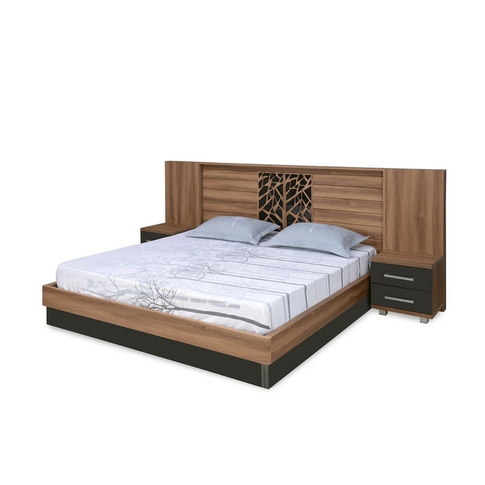 Nilkamal Walnut Autumn Queen Bed, Dimension: 2555 x 2090 x 1155 mm