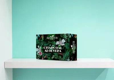 Amulya Bar Charcoal Aloe Vera Soap, Packaging Type: Box