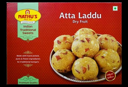 NATHU SWEETS Nathus Atta Ladoo Dry Fruit 500 Grams, Packaging Type: Sweet Box