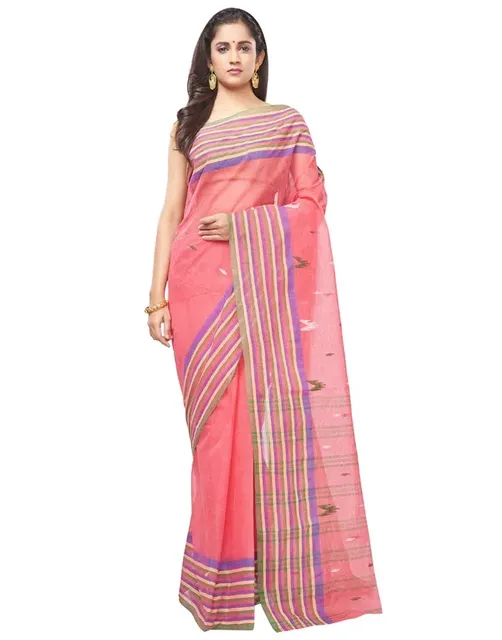 Slice of Bengal Latest Design Handloom Pure Cotton Taant Tant Tangail Saree Sari for Women.