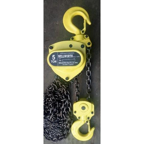 Wellworth Mild Steel Chain Pulley Block, Capacity: 5 ton