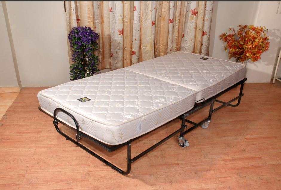 Black Stainless Steel Folding Bed, Size: 78"L X 36 " W X 14"H