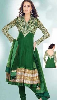 Green Georgette Churidar Party Wear Suits