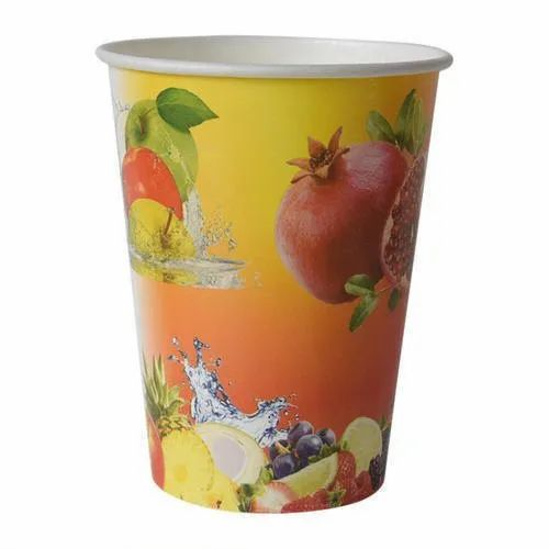 Multicolor Printed Paper Juice Disposable Glass, Capacity: 300ml