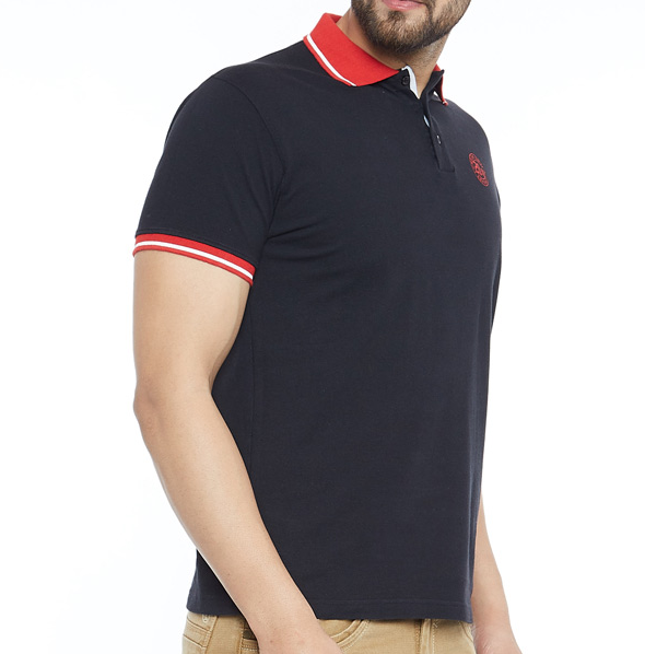 Plain Canary London Men Dark Blue And Red T-Shirt