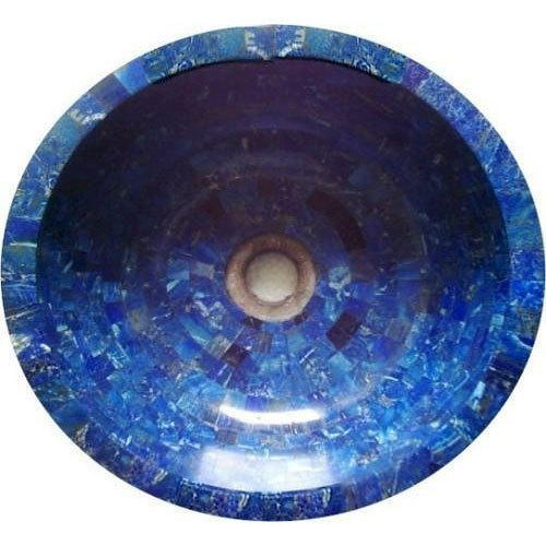 Stone Blue Lapis Lazuli Wash Basin, Shape: Round