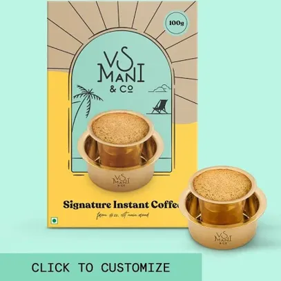 VS Mani Signature Instant Coffee 100g + Brass Dawara Tumbler | Experience Coffee the Authentic Way