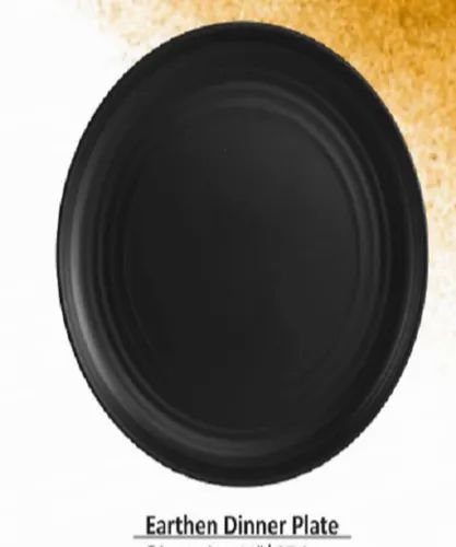 Black Round Earthen Melamine Dinner Plate, For Hotel, Size: 11"