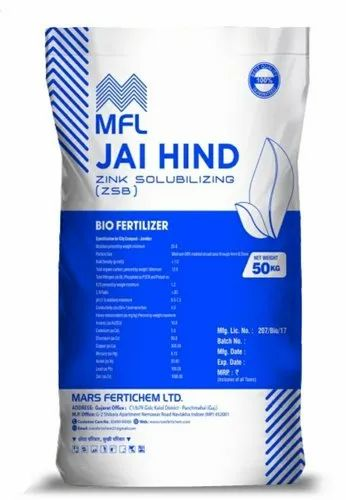 Packaging Size: 50kg MFL Zinc Solubilizing Bio Fertilizer, For Agricuture, Packaging Type: Bag