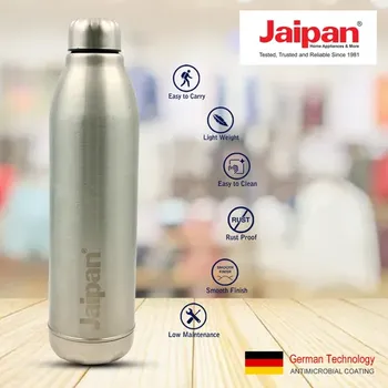 Stainless Steel Silver Jaipan Water Bottles With German Technology Anti Microbial Coating, 1000 mL