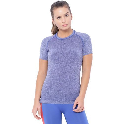Ladies Melange Half Sleeve Sports T-Shirt, Size: M-XL