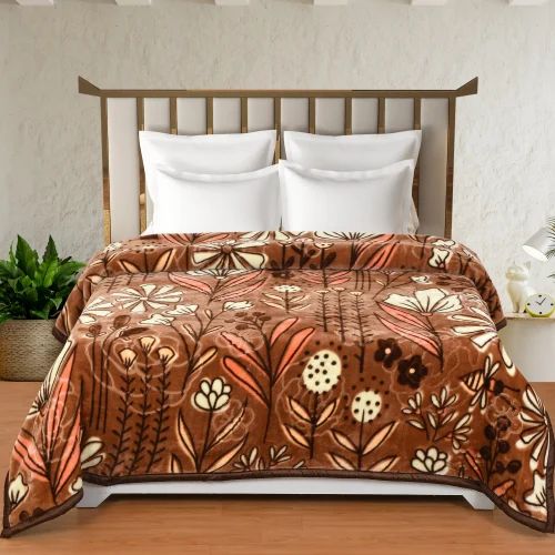 Tidwell Brown Mink Double Bed Polyester Blanket