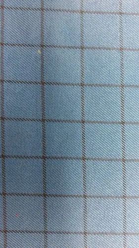 Blue Square Check Polyester Suiting Fabric, Dry Clean, 100
