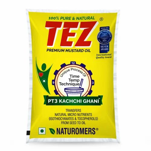 TEZ PT3 Kachchi Ghani Premium Mustard Oil, Packaging Size: 1 litre
