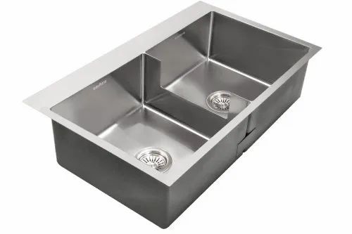 Grey Stainless Steel 44inch Double Bowl Kitchen Sink