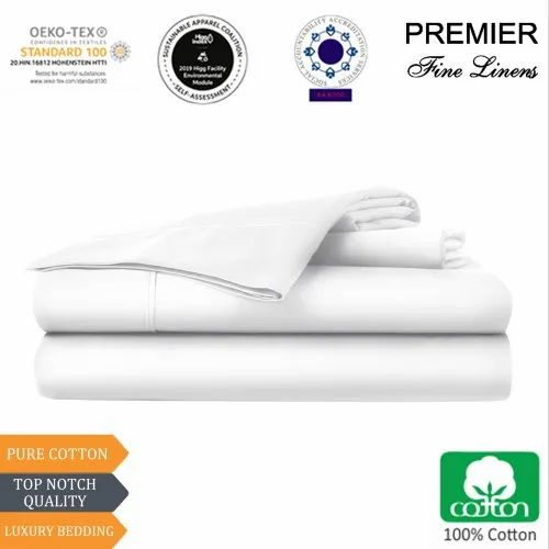 Blue Dahlia Cotton White Bed Sheets Set, For Hotel, 1 Bedsheet,2 Pillow