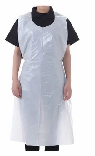 White Plain Disposable Apron, Size: Medium