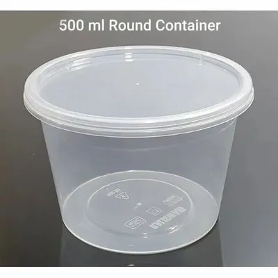 Plain 500 ml Disposable Plastic Food Container