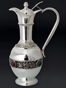 Silver Jug With Enamel And Stone