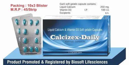 Liquid Calcium-250 &Vitamin D3 -100 IU, 3 X 10