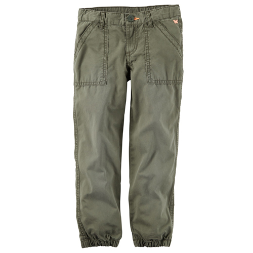 Cinched-Cuff Twill Pants - Olive