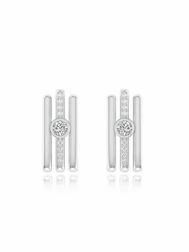 Silgo 925 Sterling Silver Cubic Zirconia Rhodium Plated Stud Earrings for Women