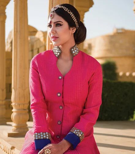 Pink Raw Silk Party Wear Suit Divaa101