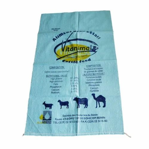 Printed PP Woven Cattle Feed Bags, Storage Capacity: 50kg